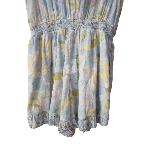 American Eagle Tie Front Floral Print Romper Blue Size Large - Picture 6 of 10